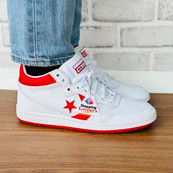 ⭐Converse Fastbreak Pro Mid Leather Sz 7 Women's Shoes Sneaker White Red A10200C - Picture 9 of 11